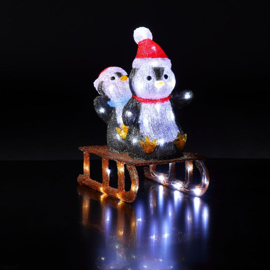 Acrylic Penguins On Sleigh