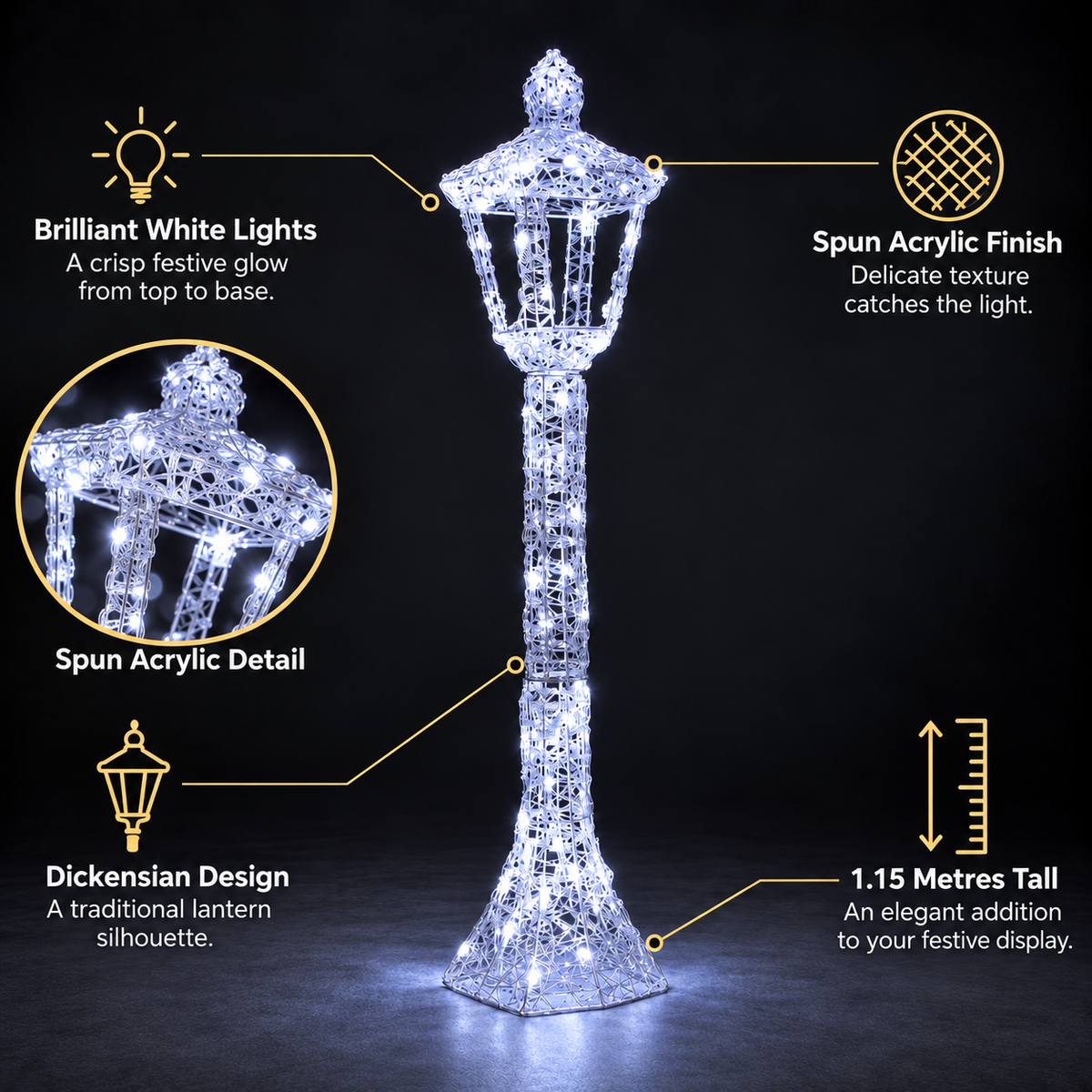 1.15M Spun Acrylic Dickensian Lamp Post