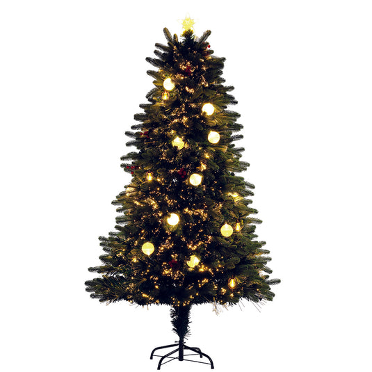 1.5M Snowball Downswept Tree With Red Berries & White Baubles