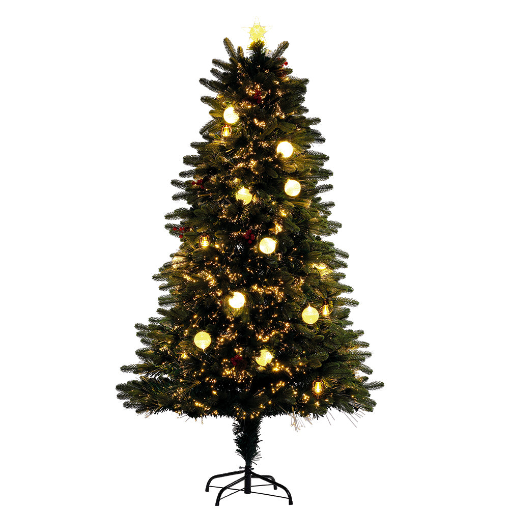 1.5M Snowball Downswept Tree With Red Berries & White Baubles