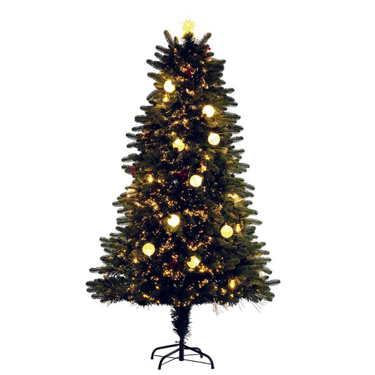 1.8M Snowball Downswept Tree With Red Berries & White Baubles