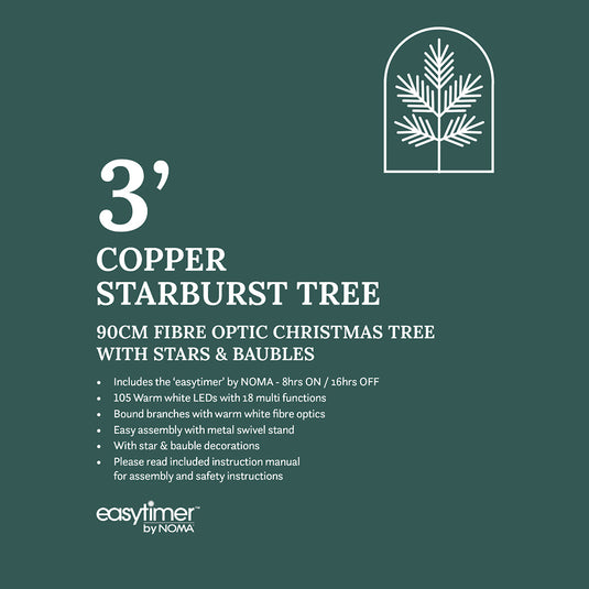 90CM Copper Starburst Tree With White Stars