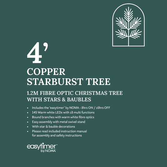 1.2M Copper Starburst Tree With White Stars