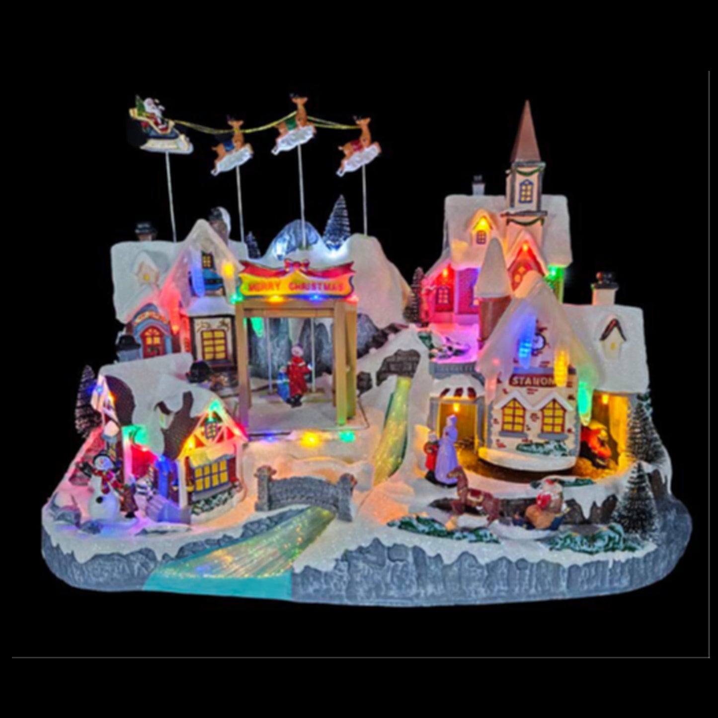 Animated Village & Station Festive Scene