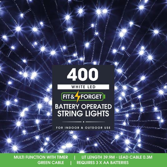 400 Fit & Forget White Multifunction String Lights