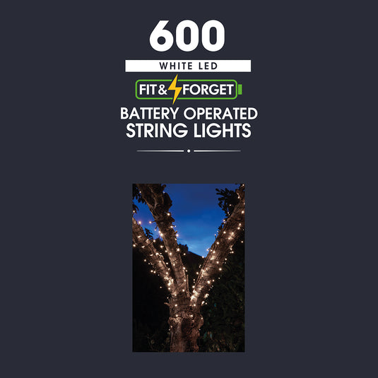 600 Fit & Forget White Multifunction String Lights