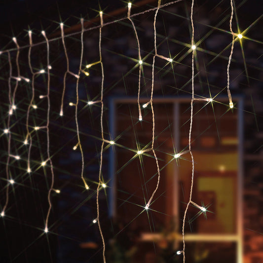 400 Fit & Forget White Multifunction LED Icicle Lights