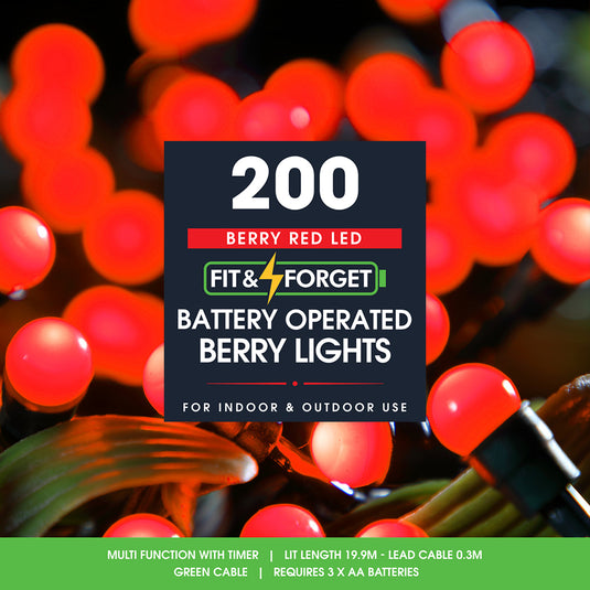 200 Fit & Forget Red Multifunction Berry Lights
