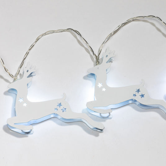 3.15m White Metal Reindeer Light Chain - 20 LEDs