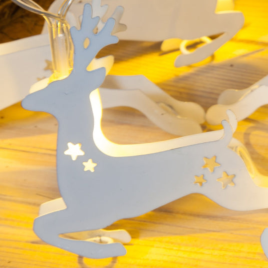 3.15m White Metal Reindeer Light Chain - 20 LEDs