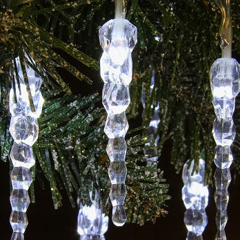 40 White Icicle Drop Lights with Clear Cable