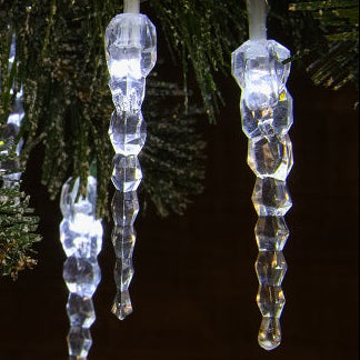 40 White Icicle Drop Lights with Clear Cable