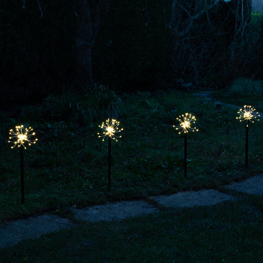 Set of 4 Warm White Firework Stakelights