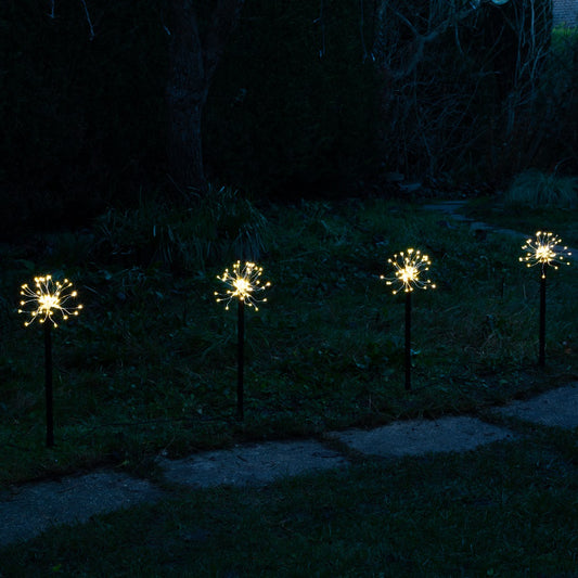 Set of 4 Warm White Firework Stakelights