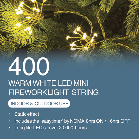 20 Mini Warm White Firework String Lights - 400 LEDs