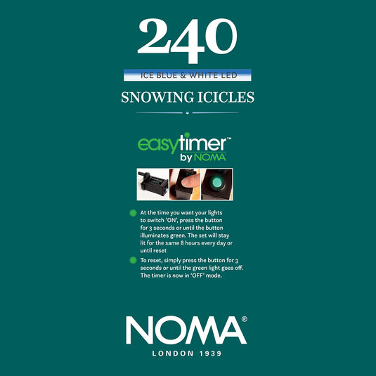 240 White/Ice Blue Snowing Icicles With White Cable