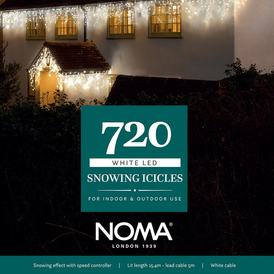 720 White Snowing Icicles with White Cable