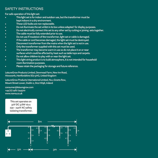 3M Warm White Snowing Icicles With White Cable - 144 LEDS