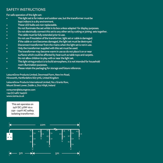 5M Warm White Snowing Icicles With White Cable - 240 LEDS