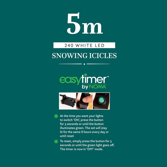 5M White Snowing Icicles With Whtie Cable - 240 LEDS