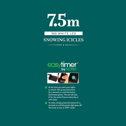 7.5M White Snowing Icicles With White Cable - 360 LEDS