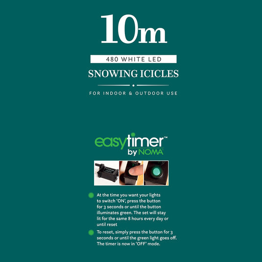 10M White Snowing Icicles With White Cable - 480 LEDS