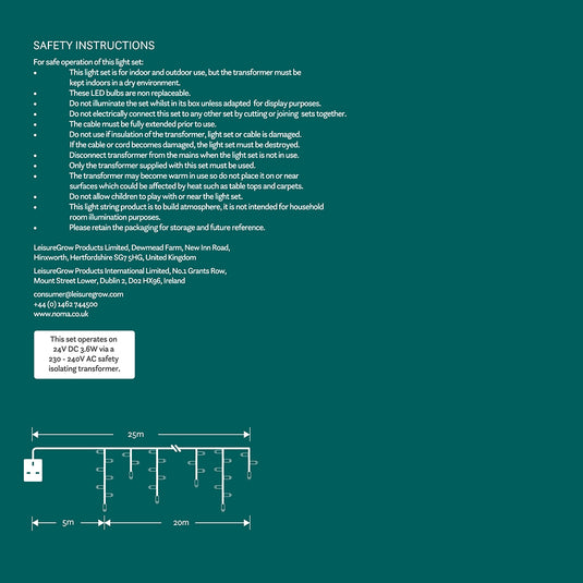 20M White/Ice Blue Snowing Icicles With White Cable - 960LEDS