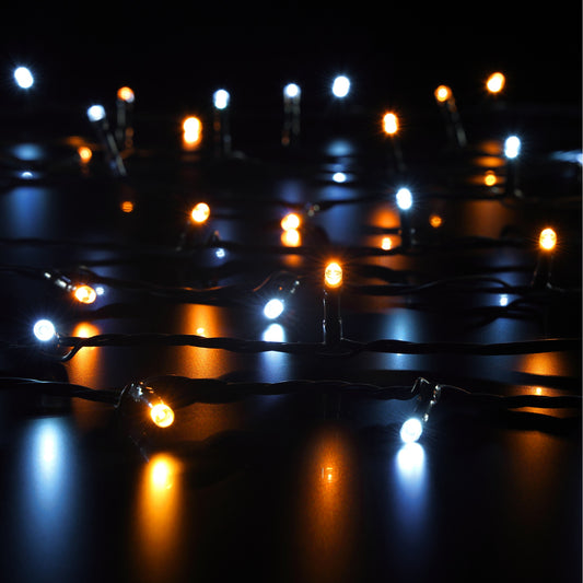 Multifunction Antique White & Cool White String Lights With Green Cable