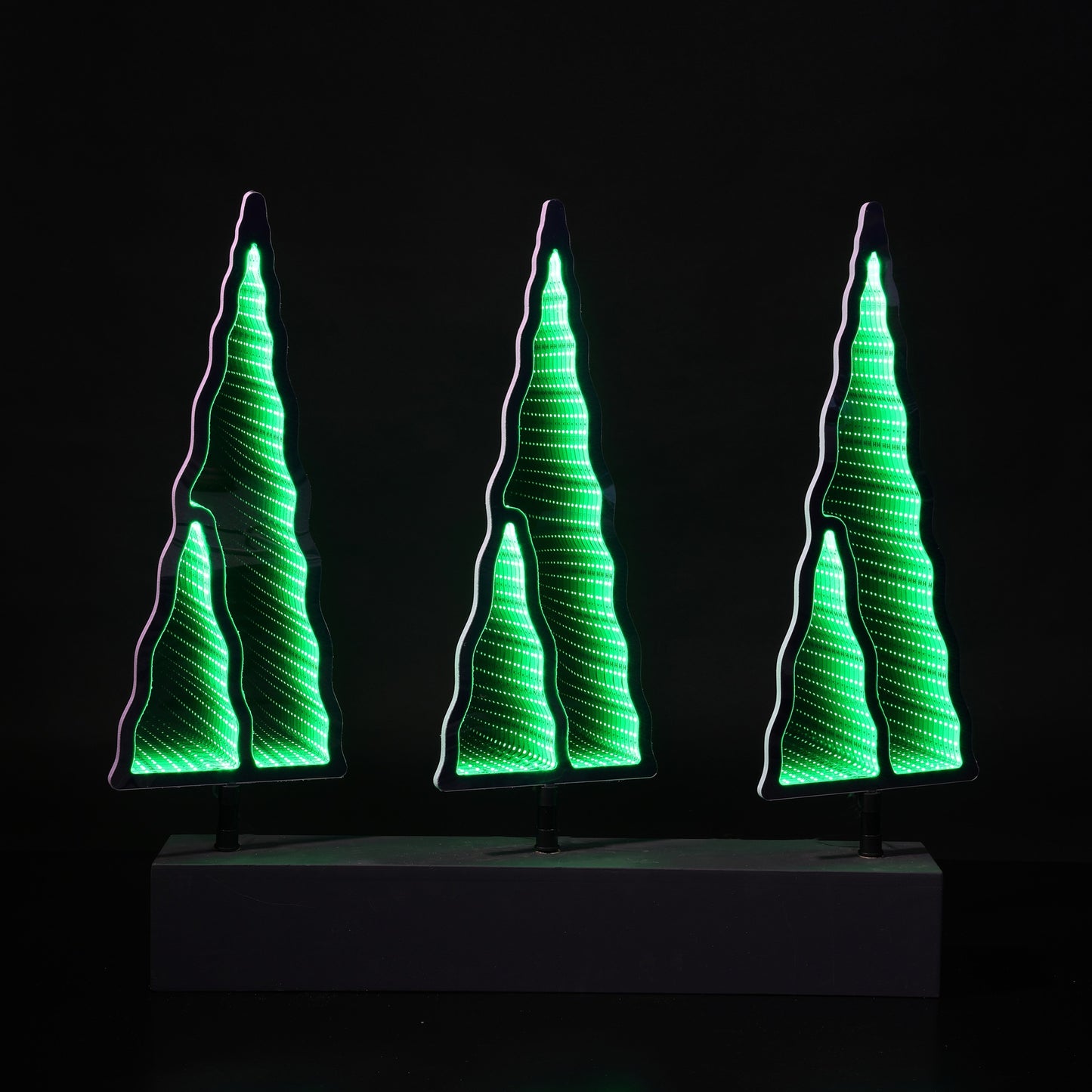 Set of 3 Double Sided Christmas Tree Infinity Lights