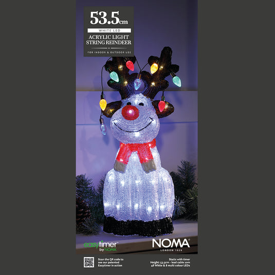 54cm Acrylic Reindeer With String Lights