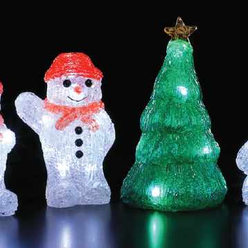 4 Acrylic Snowmen & Tree String Lights