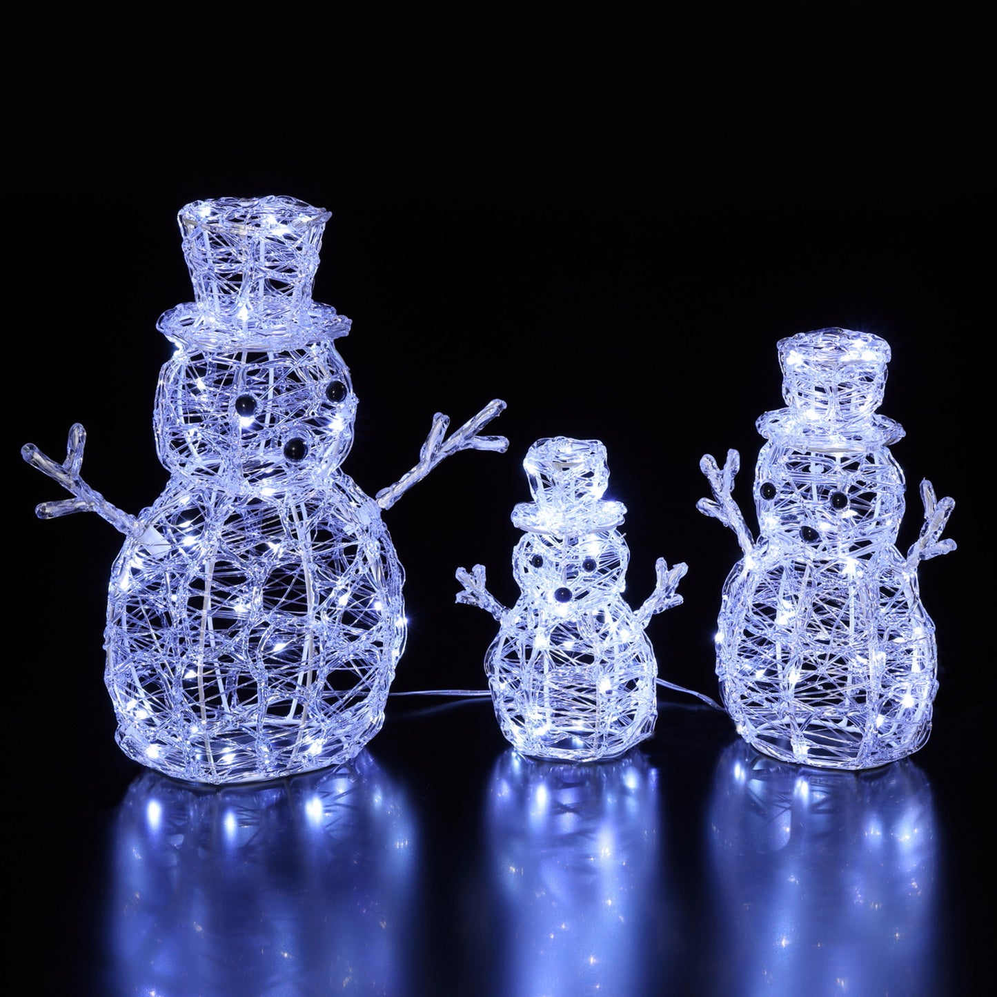 Set of 3 Spun Acrylic Snowmen