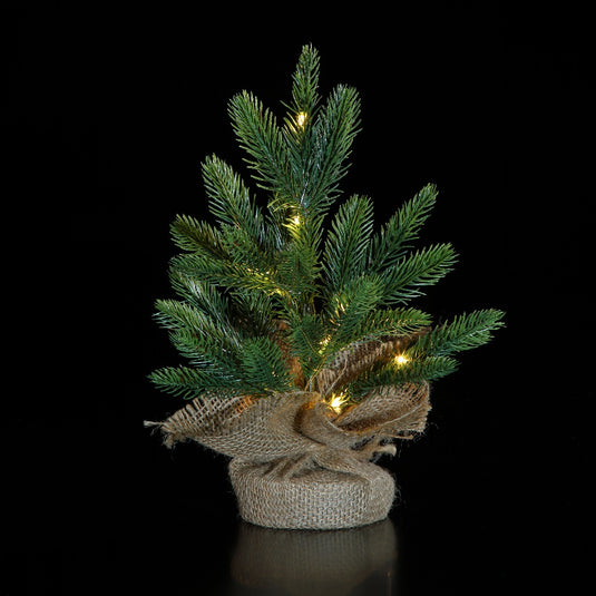 Table Top Christmas Tree in a Hessian Bag