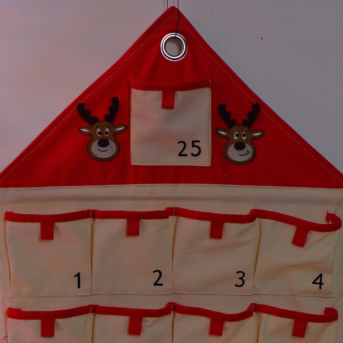 Fabric Reindeer Advent Calendar with Berry Lights
