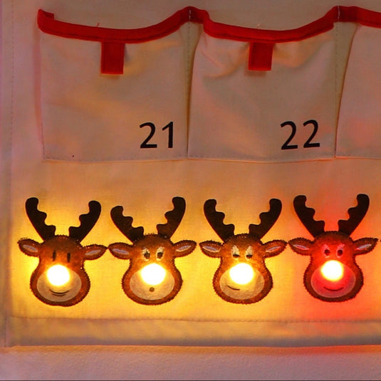 Fabric Reindeer Advent Calendar with Berry Lights