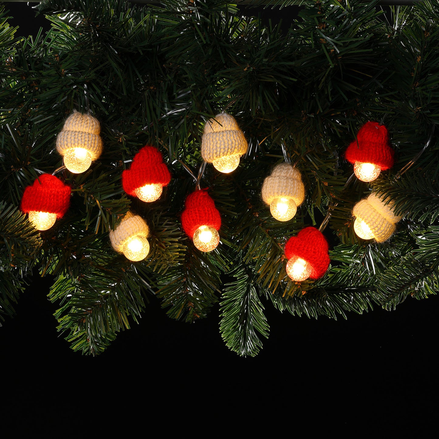White & Red Knitted Hat Garland