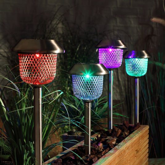 Colour Changing Solar Mesh Stake Lights (Set of 4)