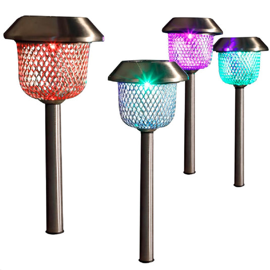 Colour Changing Solar Mesh Stake Lights (Set of 4)