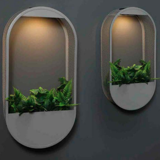 Grey Solar Oval Wall Planter