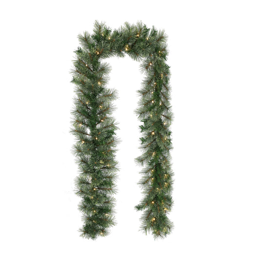 9" Warm White Pre Lit Sandringham Pine Garland