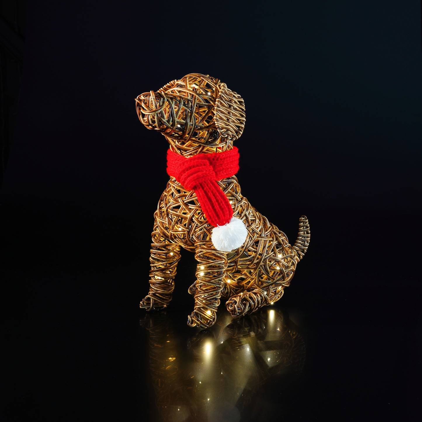 44CM Brown Wicker Sitting Dog
