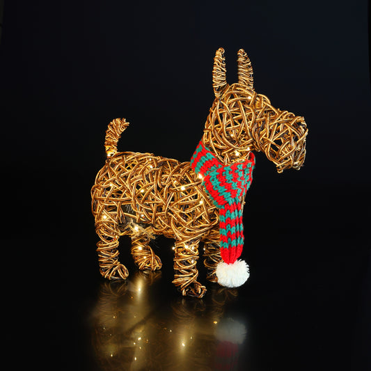 44CM Brown Wicker Scottie Dog