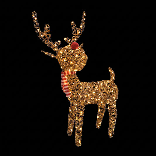 70cm Brown Wicker Rudolph With 80 LED's