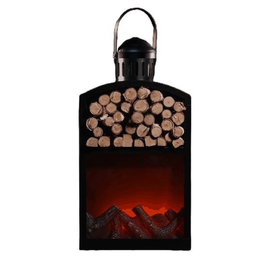 43cm Metal Wood Burner Lantern with Log Storage Space
