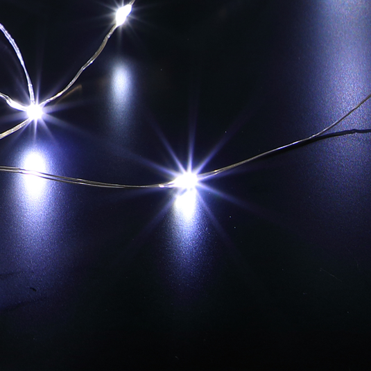 200 Fit & Forget White Bare Wire LED String Lights with Silver Wire