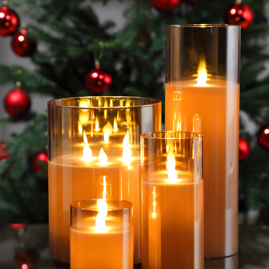 17.5cm Glass Flickering Candle