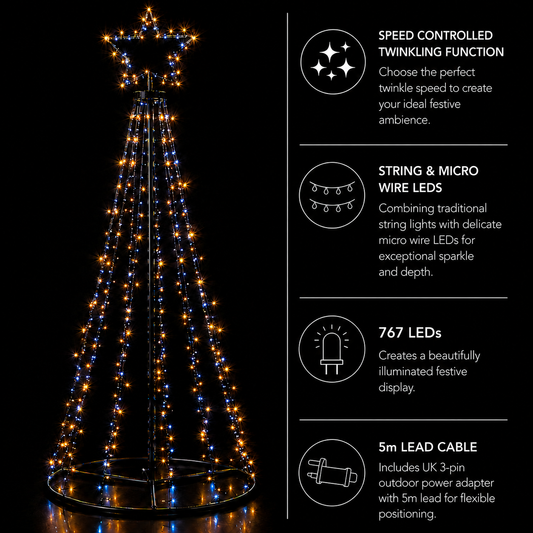 Paris By Night - Cone Tree With Star (2.1m)