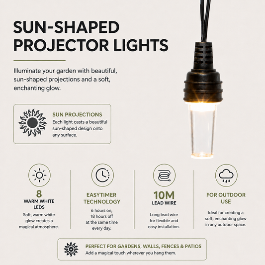 Warm White Sun Projector String Lights