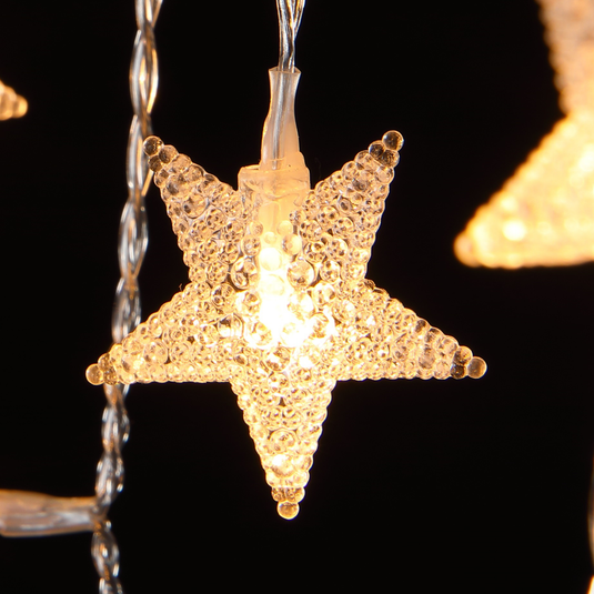 720 Warm White Star Icicle Lights with Clear Cable