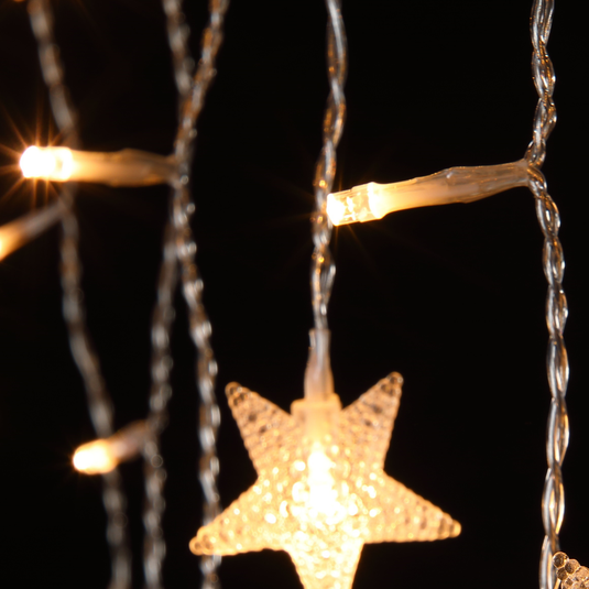 720 Warm White Star Icicle Lights with Clear Cable